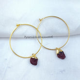 Garnet Earrings, January Birthstone, Electroplated Dangle Earrings, Gift Earrings, Dainty Garnet Jewelry